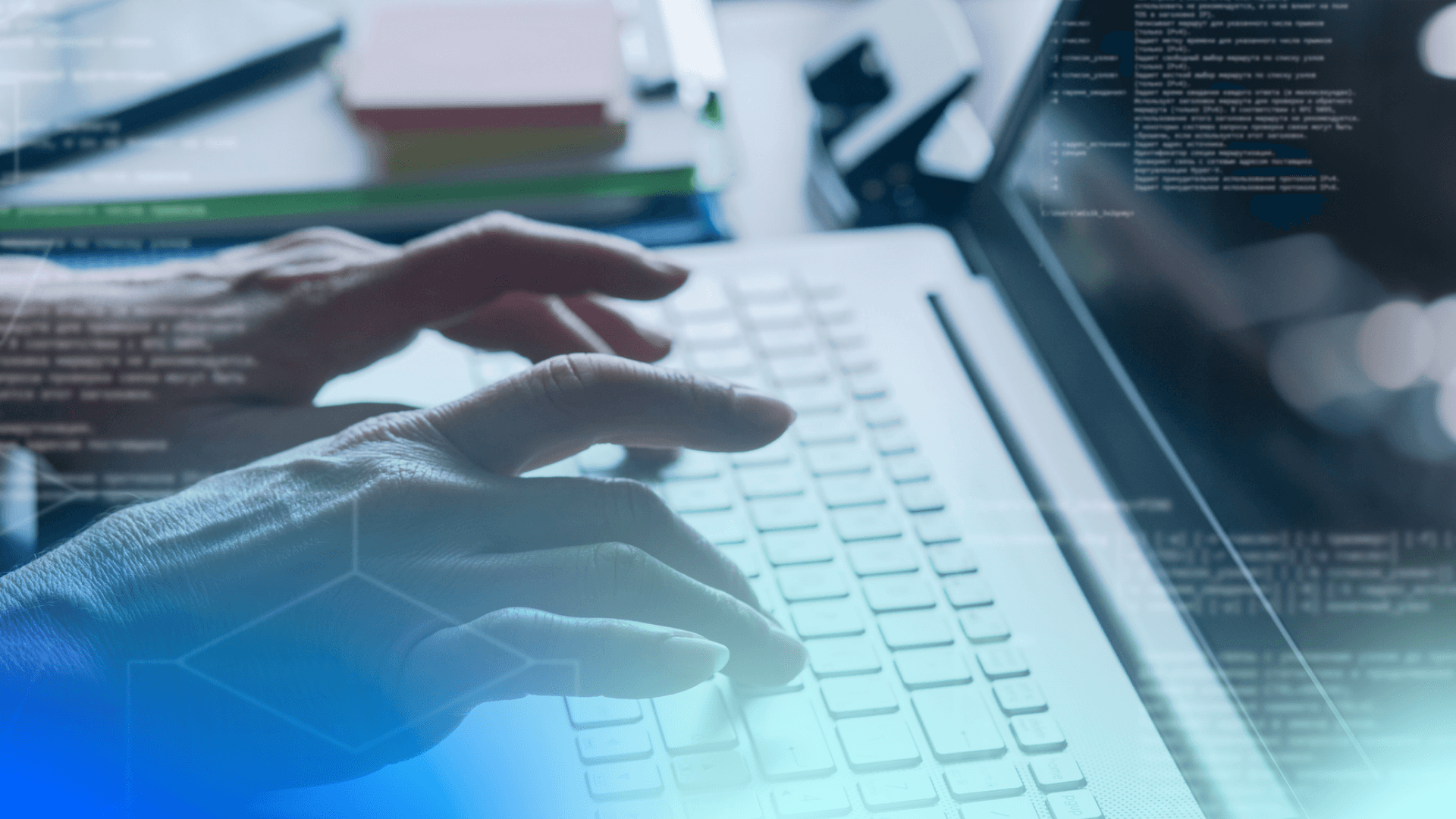 Java developer typing on laptop keyboard